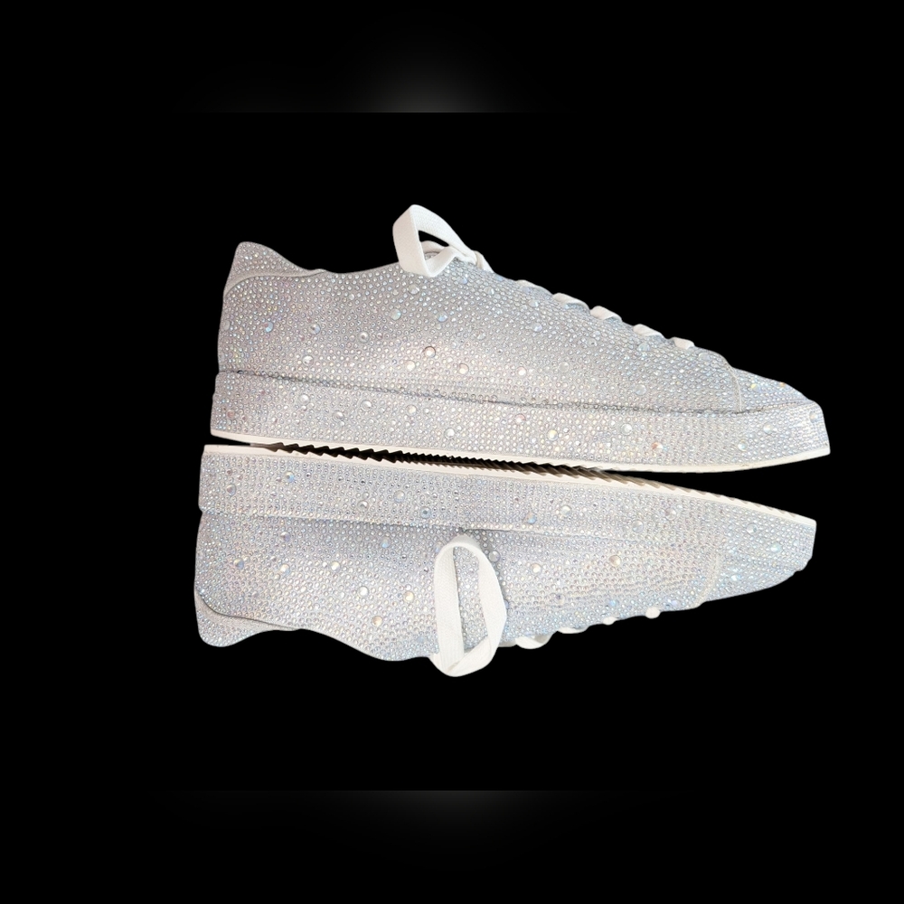 INC Rhinestone Sneakers Crystal Bling Sparkly Lace Up Bedazzled Size 9 Glam